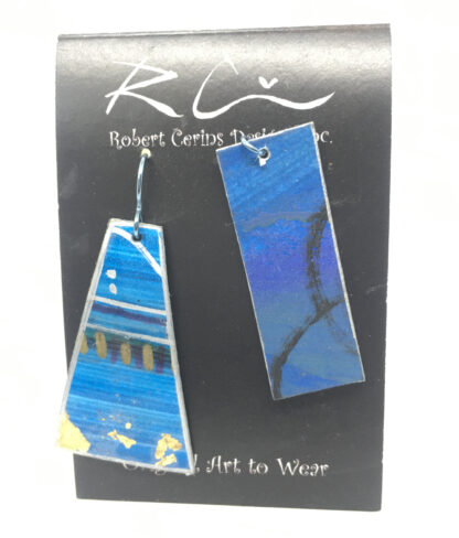 Blue Gold Handmade & Hand-Painted Earrings - Image 2
