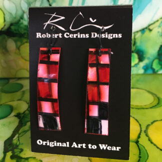 Red Checkerboard Handmade & Hand-Painted Earrings