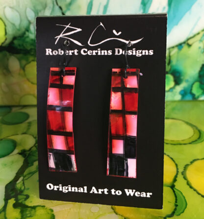 Red Checkerboard Handmade & Hand-Painted Earrings